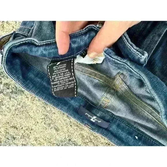 7 For All Mankind Denim Colorblock Lightly Distressed Jeans Size 27 - Picture 4 of 5